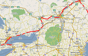 Unsere Reiseroute durch den Osten Kanadas.